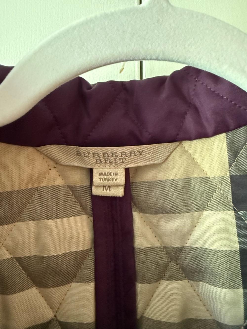 Burberry Purple Quilted Jacket with Signature Check Lining - Picture 4 of 7
